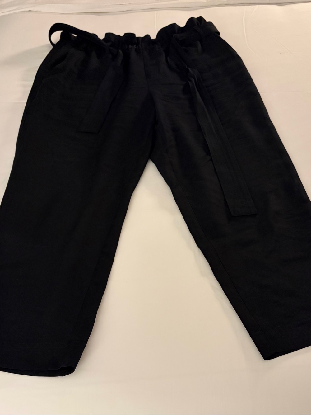 a new day Black Tie Waist Cropped Soft Pants